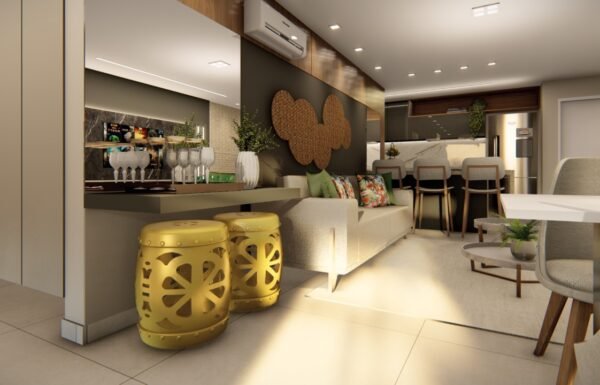 Sala Legacy lado sofa com barzinho com gaveta